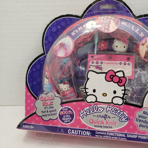 New Sealed HELLO KITTY Learn Knit Crochet Craft Yarn Bag Pink Purple Sanrio - Picture 7 of 15